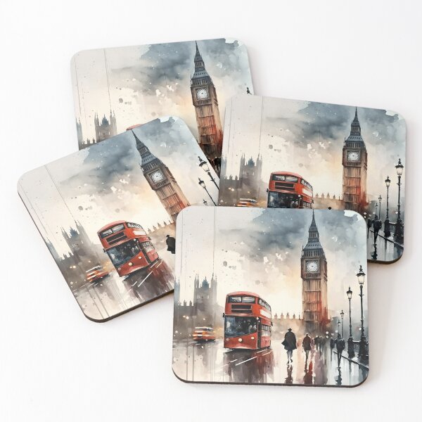 Item preview, London bridge watercolor painting, Westminster city landscape, Big Ben art, London souvenir designed and sold by SpettacolArte.