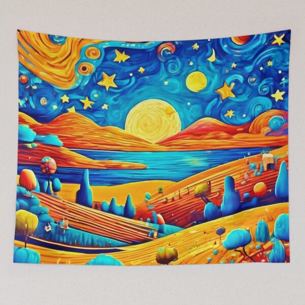 Item preview, Starry Night Surrealism Cartoon Art designed and sold by Health And Fitness Posts e-Store.