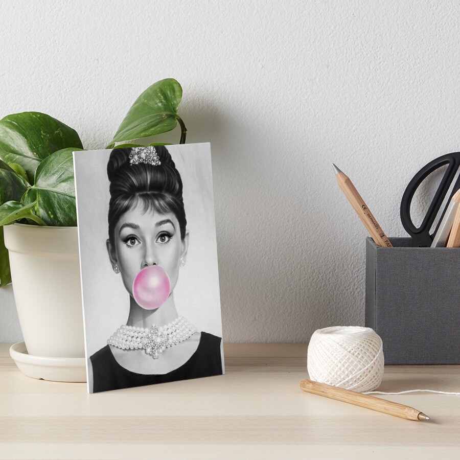 bubblegum-portrait-pink-art-board-print-for-sale-by-cvogiatzi-redbubble