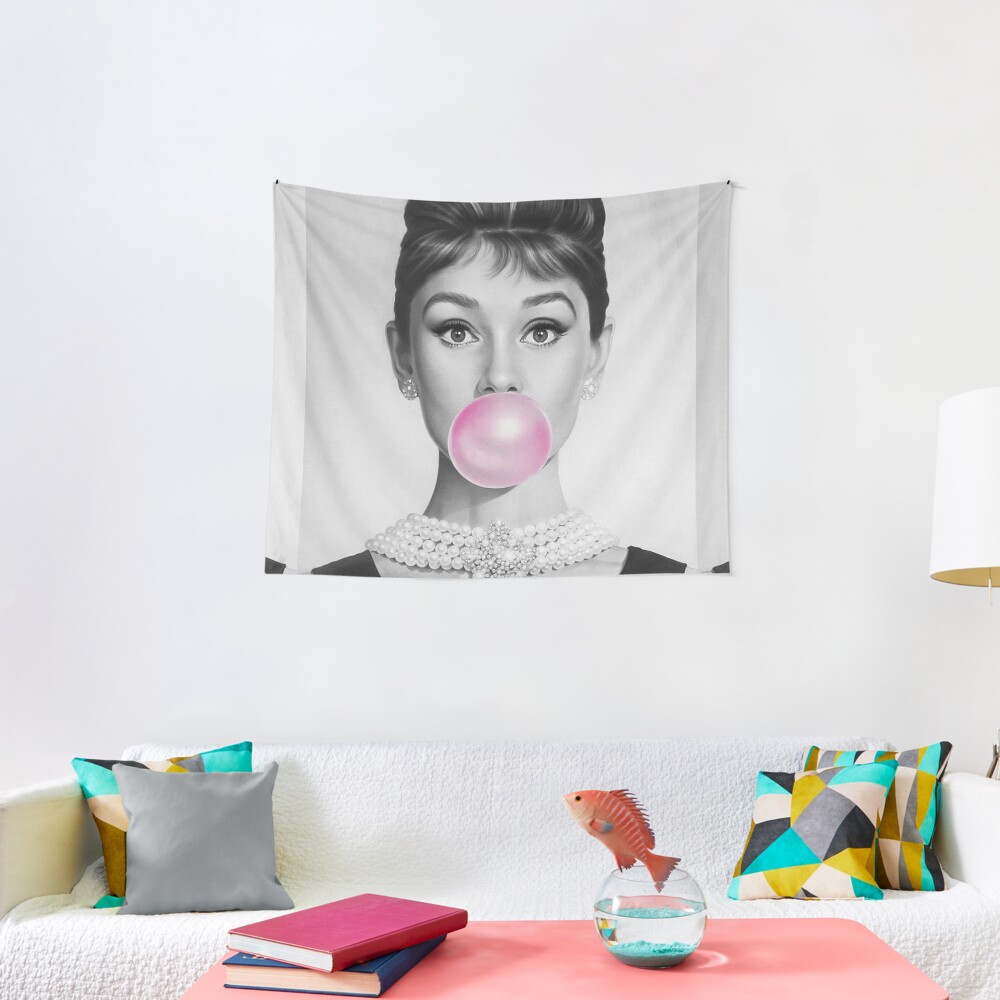 Bubblegum portrait Pink Tapestry