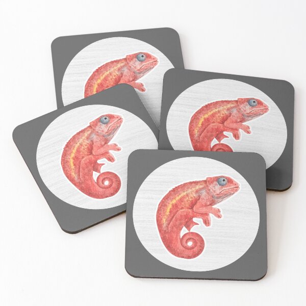 Item preview, Red Chameleon Watercolor Drawing designed and sold by LivingColorful.