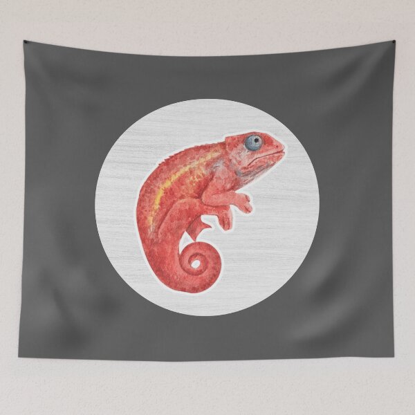 Item preview, Red Chameleon Watercolor Drawing designed and sold by LivingColorful.