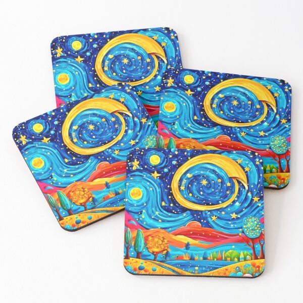 Item preview, Vibrant Starry Night Badaist Style Art designed and sold by Health And Fitness Posts e-Store.