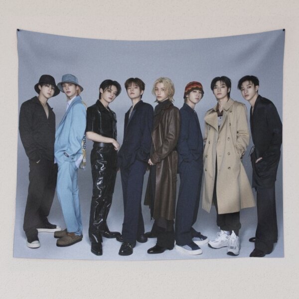 Item preview, ot8 Stray Kids SKZ 2024 cute colourful happy smiling idols white fluffy kpop boys designed and sold by Kpop-Noona.