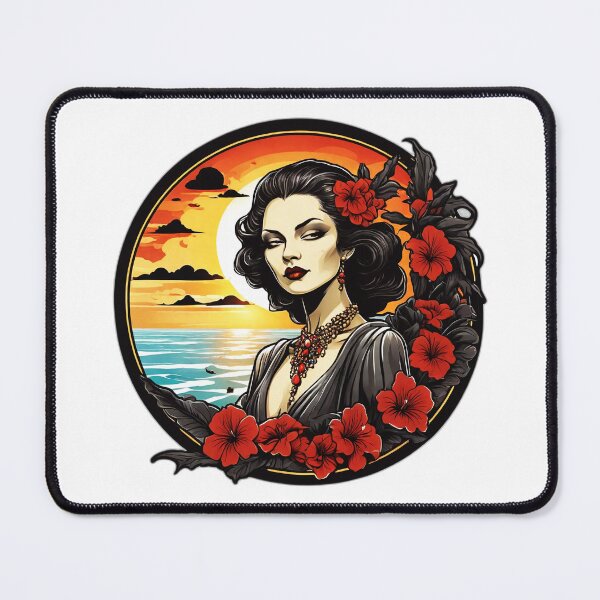 Item preview, Elegant and Goth Vampire with Red Lips on a Beach at Sunset designed and sold by NautiChic.