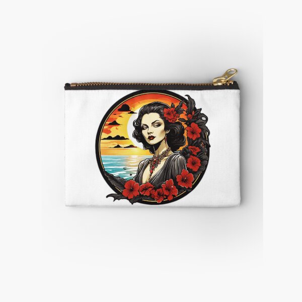 Item preview, Elegant and Goth Vampire with Red Lips on a Beach at Sunset designed and sold by NautiChic.