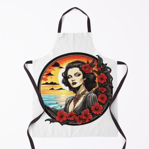 Item preview, Elegant and Goth Vampire with Red Lips on a Beach at Sunset designed and sold by NautiChic.