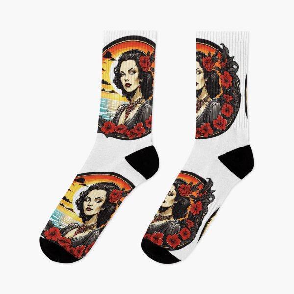Item preview, Elegant and Goth Vampire with Red Lips on a Beach at Sunset designed and sold by NautiChic.