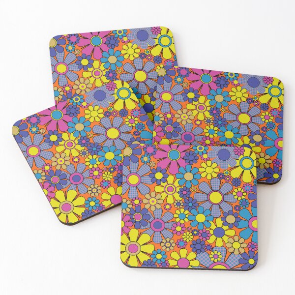 Item preview, Groovy Maximalist Floral Retro Garden Gingham Flowers 60s 70s Pattern designed and sold by kierkegaard.