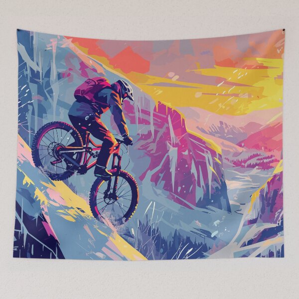 Item preview, Winter MTB Downhill Rider Sunset designed and sold by Cedinho.