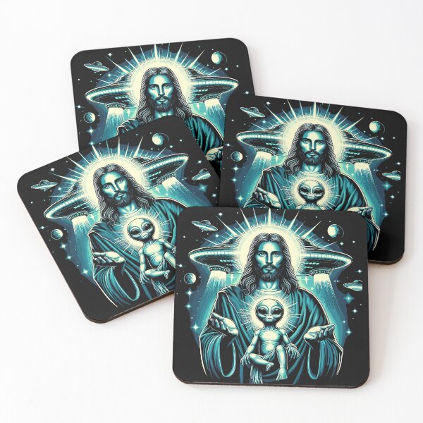 Item preview, Jesus with Baby Alien UFO designed and sold by Nerdlight.