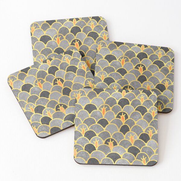 Item preview, Silver Mounds With Golden Orange Cactus Earthy Pattern designed and sold by Ananamorph Art @Nana Totem Wolfe.