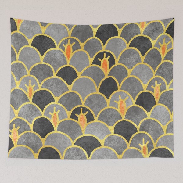 Item preview, Silver Mounds With Golden Orange Cactus Earthy Pattern designed and sold by Ananamorph Art @Nana Totem Wolfe.