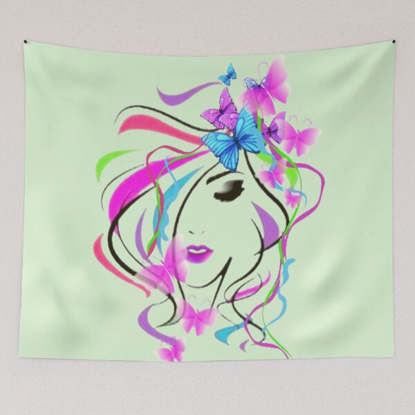 Item preview, Butterfly Lady,  Bohemian design, Abstraction, bold colorful abstract playful design inspired by nature designed and sold by Adri Barnard.