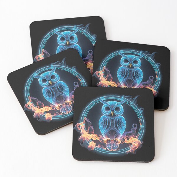 Item preview, Neon owl in a circle, in flames designed and sold by MagelliShop.