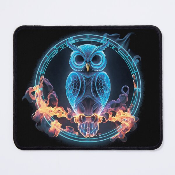 Item preview, Neon owl in a circle, in flames designed and sold by MagelliShop.