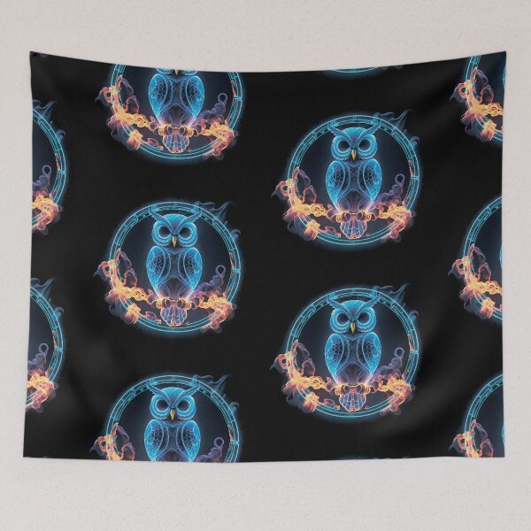 Item preview, Neon owl in a circle, in flames designed and sold by MagelliShop.