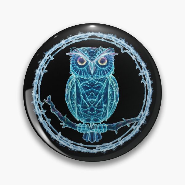 Item preview, A neon owl in a neon circle on a branch designed and sold by MagelliShop.