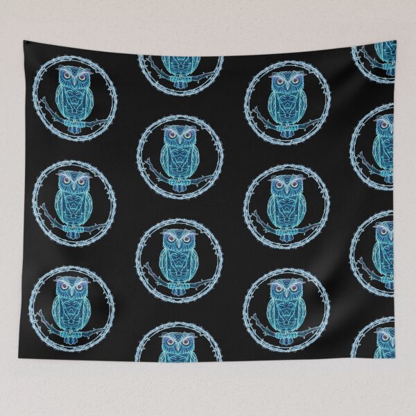Item preview, A neon owl in a neon circle on a branch designed and sold by MagelliShop.