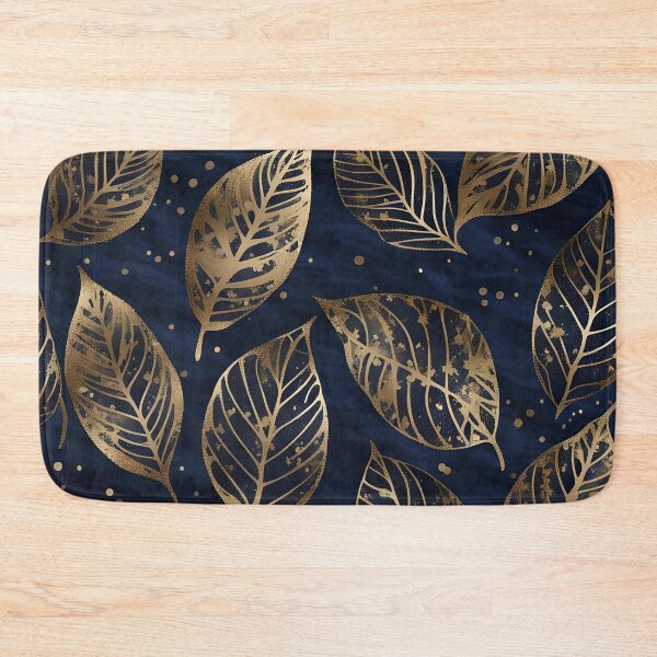 Item preview, Navy and gold Leaf pattern | botanical pattern designed and sold by LUNA BLACK.