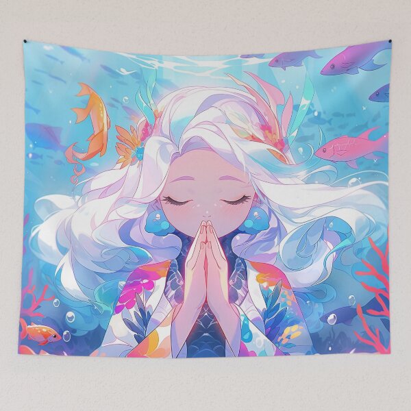 Item preview, Aquatic Serenity Prayer Anime Girl designed and sold by bubblegoth.