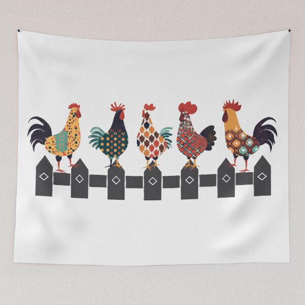Item preview, Farmhouse Chic Roosters on Fence designed and sold by David Balzen.