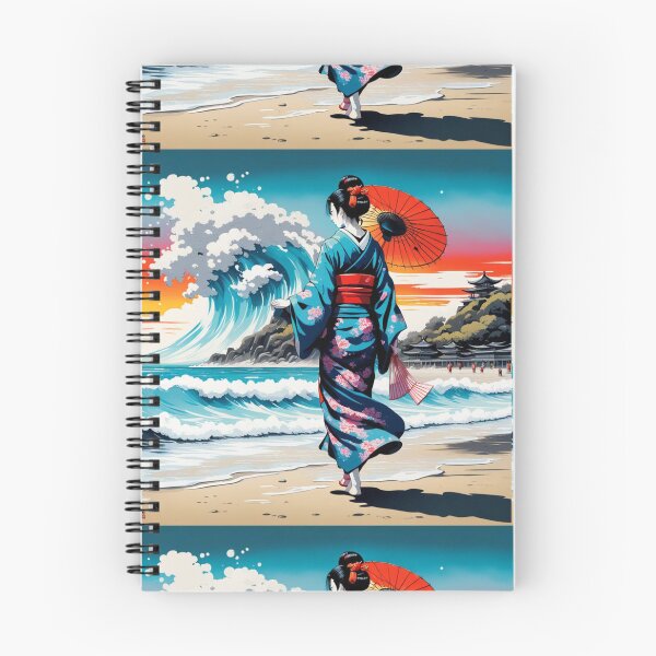 Item preview, Unique Geisha on the beach big wave tsunami sunrise sunset designed and sold by Coolparrotgirl.