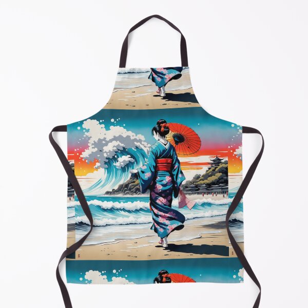 Item preview, Unique Geisha on the beach big wave tsunami sunrise sunset designed and sold by Coolparrotgirl.