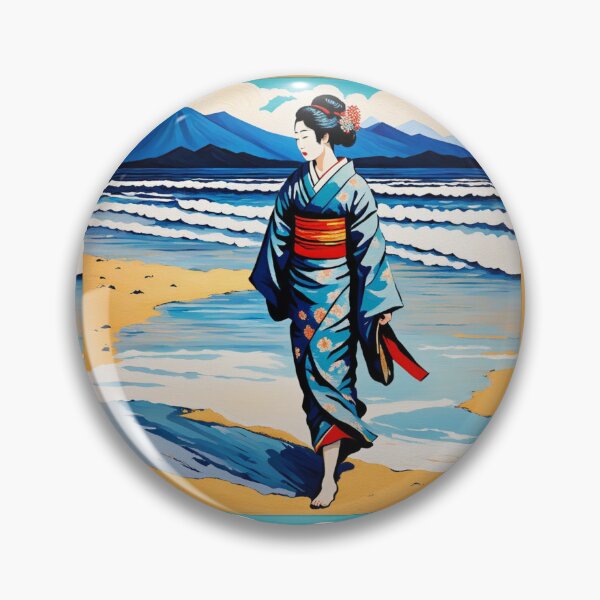Item preview, Geisha on the beach yellow sand sunrise sunset designed and sold by Coolparrotgirl.