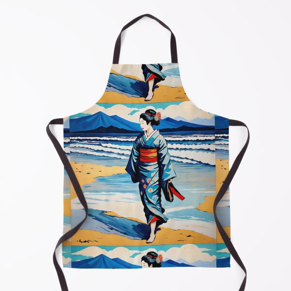 Item preview, Geisha on the beach yellow sand sunrise sunset designed and sold by Coolparrotgirl.