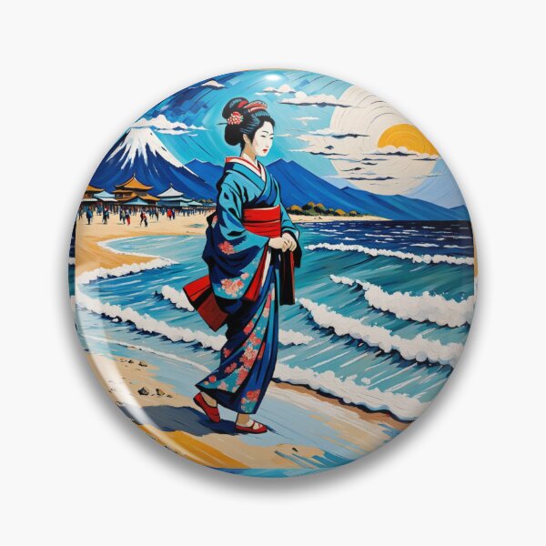 Item preview, Modern Geisha on the beach yellow sand sunrise sunset designed and sold by Coolparrotgirl.