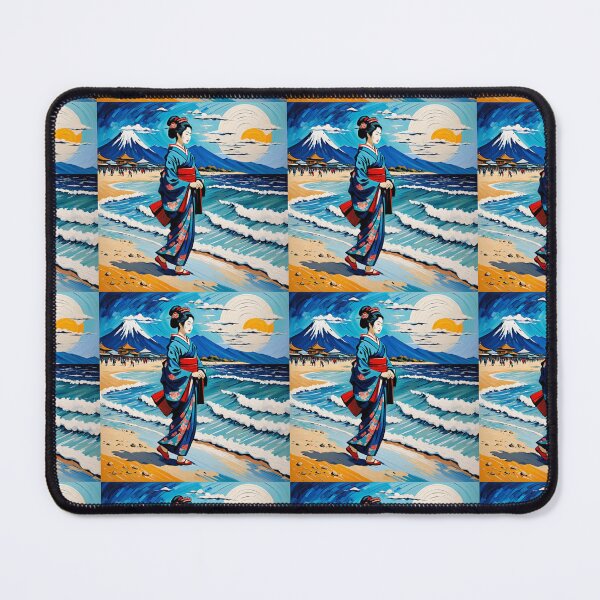 Item preview, Modern Geisha on the beach yellow sand sunrise sunset designed and sold by Coolparrotgirl.