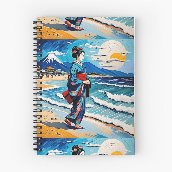 Item preview, Modern Geisha on the beach yellow sand sunrise sunset designed and sold by Coolparrotgirl.