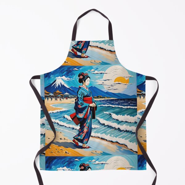 Item preview, Modern Geisha on the beach yellow sand sunrise sunset designed and sold by Coolparrotgirl.