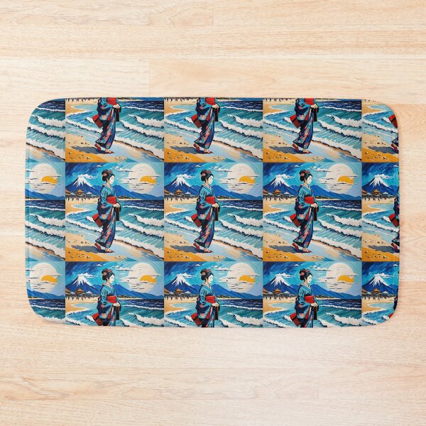 Item preview, Modern Geisha on the beach yellow sand sunrise sunset designed and sold by Coolparrotgirl.
