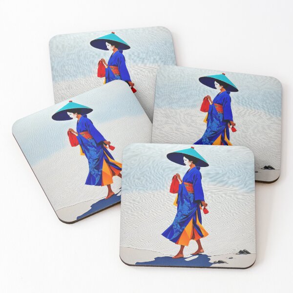 Item preview, Modern Geisha on the beach grey sand  designed and sold by Coolparrotgirl.