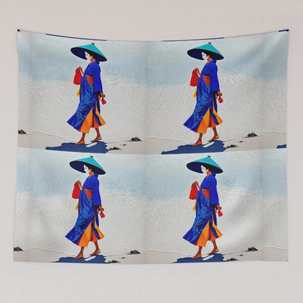 Item preview, Modern Geisha on the beach grey sand  designed and sold by Coolparrotgirl.