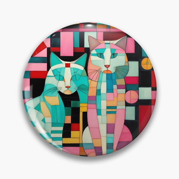 Item preview, Beautiful cats on a checkerboard background in shades of turquoise and pink. designed and sold by Natalia-Vlad.
