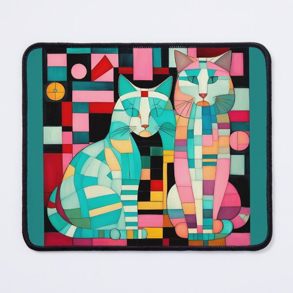 Item preview, Beautiful cats on a checkerboard background in shades of turquoise and pink. designed and sold by Natalia-Vlad.