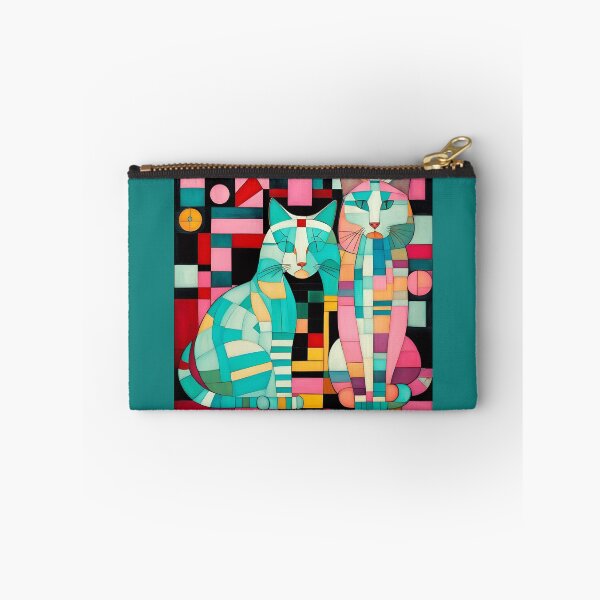 Item preview, Beautiful cats on a checkerboard background in shades of turquoise and pink. designed and sold by Natalia-Vlad.