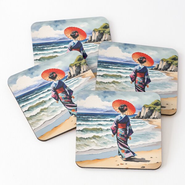 Item preview, Modern Geisha on the beach green water  designed and sold by Coolparrotgirl.