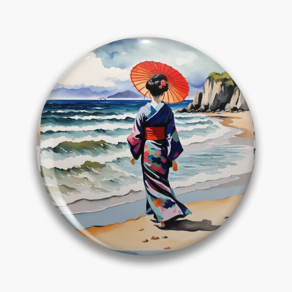 Item preview, Modern Geisha on the beach green water  designed and sold by Coolparrotgirl.