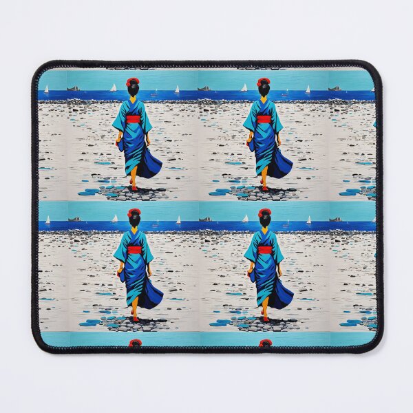 Item preview, Modern Geisha on the beach coast with stone designed and sold by Coolparrotgirl.