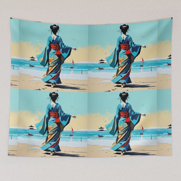 Item preview, Modern Geisha on the beach, sail, sea designed and sold by Coolparrotgirl.