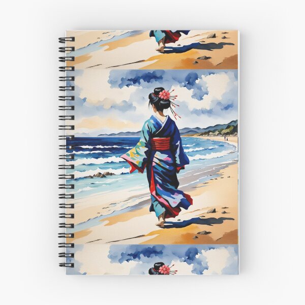 Item preview, Modern Geisha with rose in her hair on the beach  designed and sold by Coolparrotgirl.