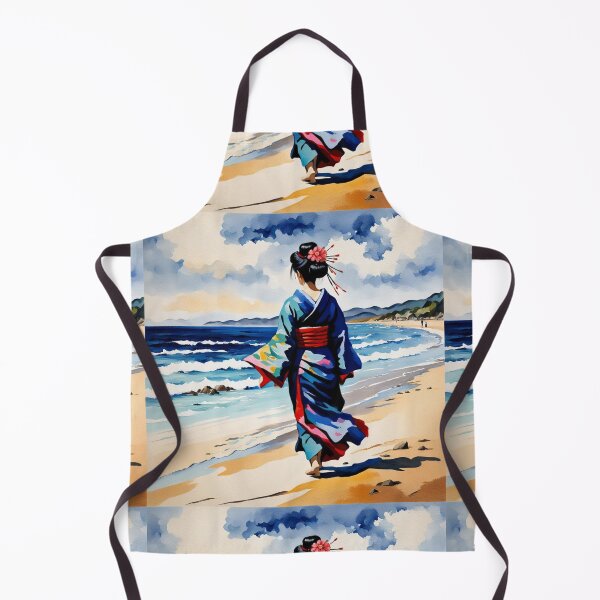 Item preview, Modern Geisha with rose in her hair on the beach designed and sold by Coolparrotgirl.