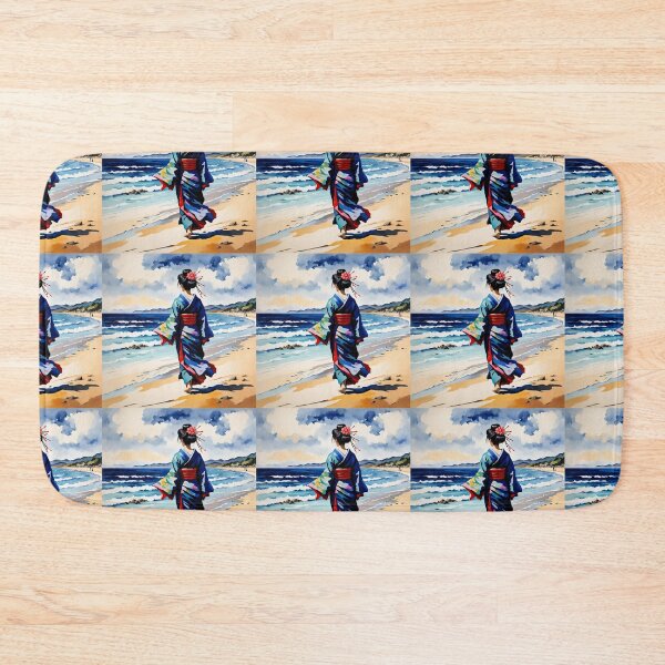 Item preview, Modern Geisha with rose in her hair on the beach  designed and sold by Coolparrotgirl.