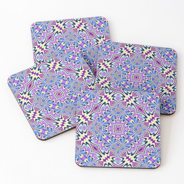 Item preview, blue purple pink abstract tile designed and sold by chambergambit.