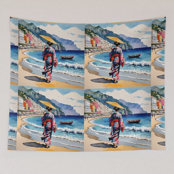 Item preview,  Geisha in Italy Amalfi coast on the beach  designed and sold by Coolparrotgirl.