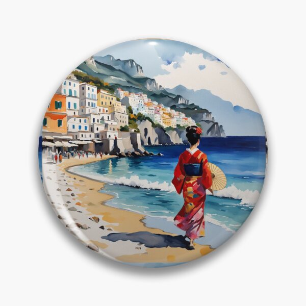 Item preview, Geisha is taking holiday in Europe Italy Amalfi coast on the beach  designed and sold by Coolparrotgirl.